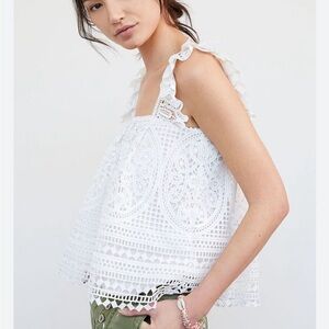 Anthropologie white lace tank • EUC • XL